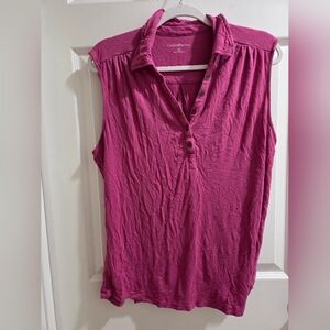 Croft & Barrow Pink Sleeveless Partial Button-Up Top